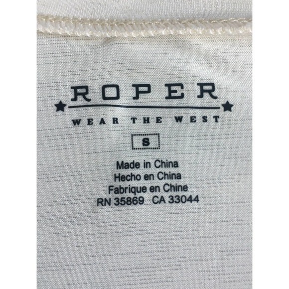 Roper Top S Cream Embroidery 3/4 Sleeve Blouse - Picture 6 of 9